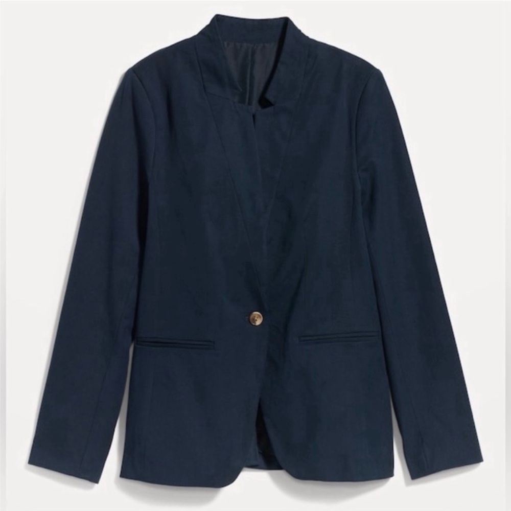Old Navy Pixie Blazer Navy Blue XL Stretch Classic Single Button #587716 NWOT